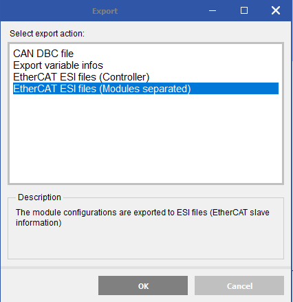 Export of ESI file for multiple EtherCAT Master with GI.bench