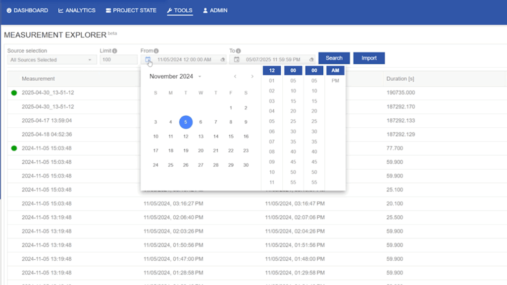 Measurement Explorer – 중앙 집중식 데이터 관리